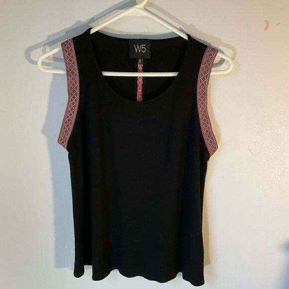 W5 Anthro Sleeveless Embroidery Edged Top. Flouncy, Boho Drape. Made in USA - Picture 6 of 10
